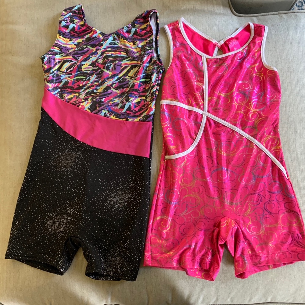 2 girls gymnastics leotards